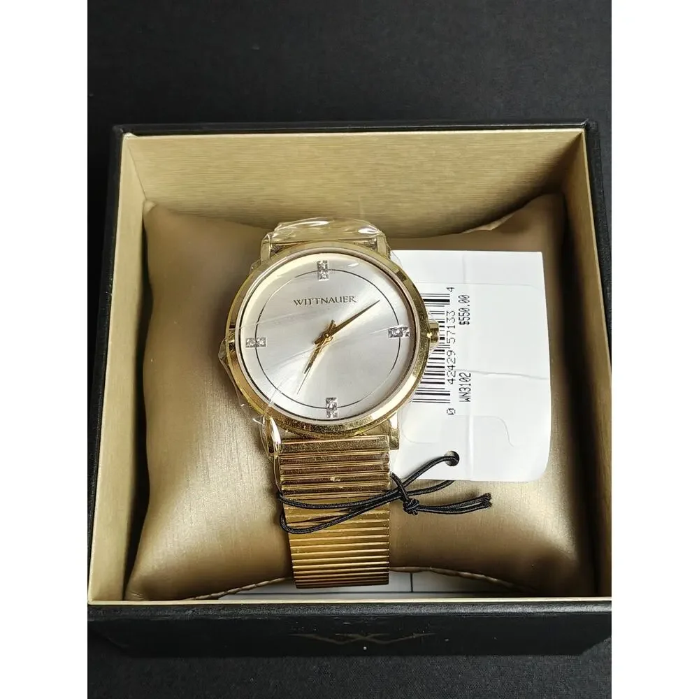 Nwt Wittnauer $550 WN3102 Store Display Men's Silver-Tone Dial Gold Watch